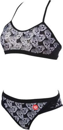 Arena Bustier-Bikini Crazy Pop Skulls Two Pieces mit coolen All-over-Totenkopf-Print