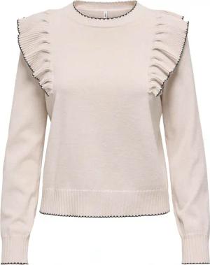 ONLY Strickpullover "ONLAMA LIFE LS O-NECK RUFFLE CC KNT"