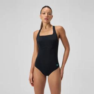 Racer-Badeanzug Schwarz/Grün für Damen