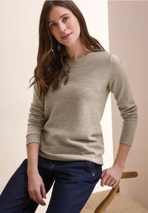 Cecil Damen Strukturpullover in Beige, Gr: XL