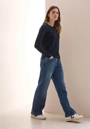 Cecil Damen Strukturpullover in Blau, Gr: S