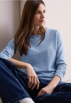 Cecil Damen Strukturpullover in Blau, Gr: XS