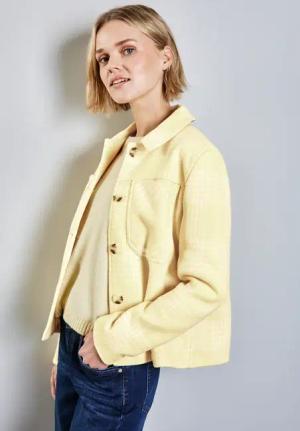 Street One Frauen Karierte Jacke in Gelb, Gr: 40