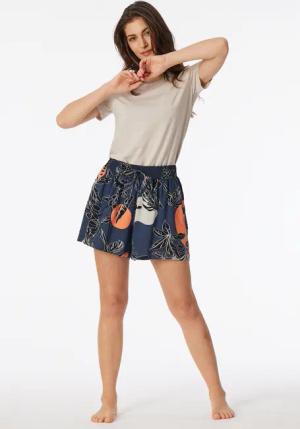 Loungehose kurz Viskose Palmenprint multicolor - Mix+Relax 34