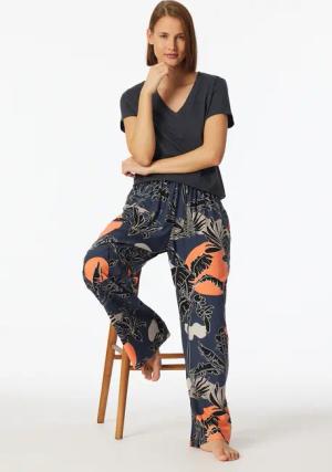 Loungehose lang Viskose Palmenprint multicolor - Mix+Relax 36