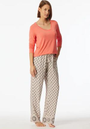 Hose lang Webware Blumen grau-jaspe - Mix+Relax 46