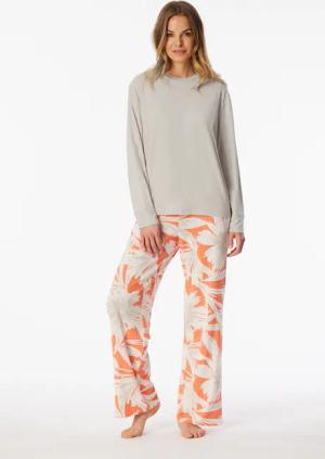Schlafanzug lang Blumen grau-jaspe - selected! premium 46