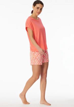 Schlafanzug Interlock kurz pfirsich - Modern Nightwear 36