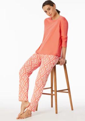 Schlafanzug lang Interlock pfirsich - Modern Nightwear 36