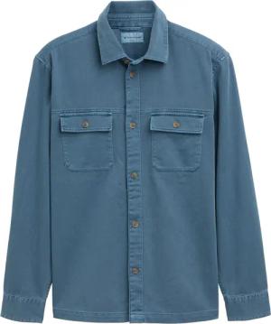 TOM TAILOR Herren Twill Overshirt aus Baumwolle, blau, Uni, Gr. XXXL