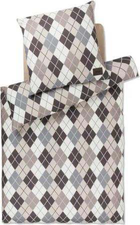 JOOP! Bettwäsche Soft Pattern 45002 7 Cream Flanell, Flanell, 3 teilig, Raute, Karo, Kariert