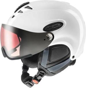 uvex HLMT 300 Visor VP Skihelm (60-61 cm, 11 white, Visier: litemirror silver, red)