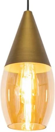 Qazqa Pendelleuchte Drop, ohne Leuchtmittel, E27, Gold, Modern, Glas, 1-flammig