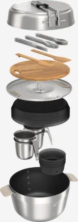 Kochset Edelstahl Antihaftbeschichtung Camping - 900 XL 33-teilig für 4 Personen