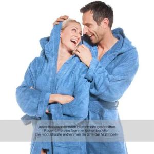aqua-textil Bademantel Saunamantel Frottee Mantel Kapuze für Sie&Ihn Föhr M hell blau, Baumwolle
