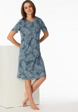 Nachthemd kurzarm Palmenprint atlantikblau - Comfort Nightwear 50