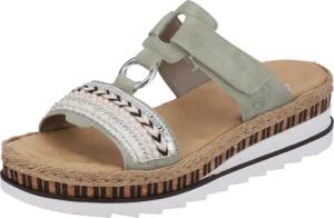 Rieker Pantolette, Keilabsatz, Sommerschuh, Schlappen mit Zierperlen besetzt