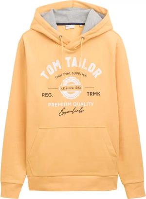 TOM TAILOR Herren Hoodie Sweatshirt mit Logo-Print, orange, Uni, Gr. M