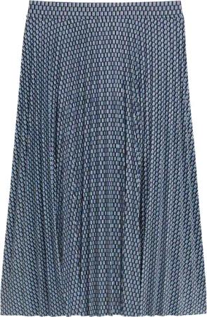 TOM TAILOR Damen Plissee Midi-Rock, blau, Gemustert, Gr. 42