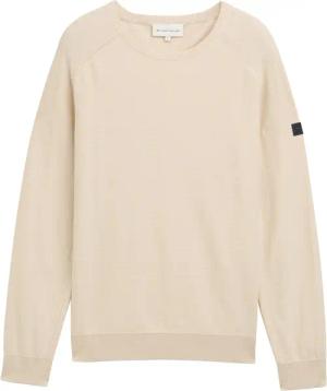 TOM TAILOR Herren Strickpullover aus Baumwolle, beige, Gestreift, Gr. S