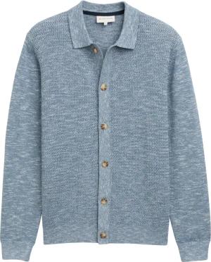 TOM TAILOR Herren Strickjacke mit Kentkragen, blau, Meliert, Gr. S