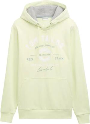 TOM TAILOR Herren Hoodie Sweatshirt mit Logo-Print, grün, Uni, Gr. L