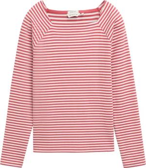 TOM TAILOR Damen Langarmshirt mit Streifenmuster, rot, Gestreift, Gr. M