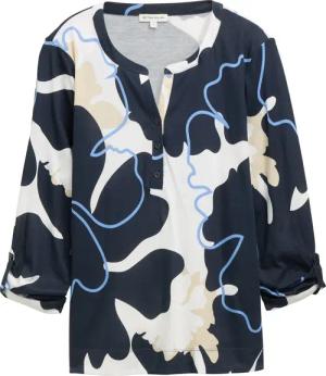 TOM TAILOR Damen Henley Langarmshirt mit Muster, blau, Geblümt, Gr. M