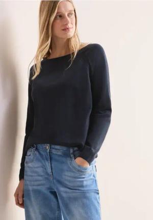 Cecil Damen Strukturmix Pullover in Blau, Gr: XS