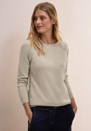Cecil Damen Strukturmix Pullover in Beige, Gr: XXL