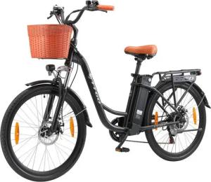 Vankel E-Bike Cityrad YY-26ST Cityrad mit Korb und Gepäckträger, Shimano, Kettenschaltung, Heckmotor, 522 Wh, Elektrofahrrad mit Wave-Rahmen Heckmotor