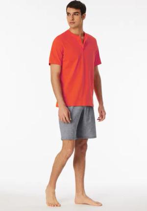 Schlafanzug kurz Knopfleiste Ringel hellrot - Casual Nightwear 50