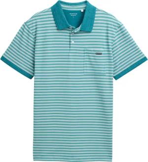 TOM TAILOR Herren Piqué Poloshirt mit Brusttasche, grün, Gestreift, Gr. M