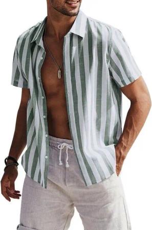 JMIERR Kurzarmhemd Gestreiftes Hemd Herren Kurzarm Freizeithemd Sommer Casual S-3XL (Kurzarm, Kurzarm)