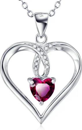 Schmuck-Elfe Kette mit Anhänger Herz Rubin, 925 Sterling Silber