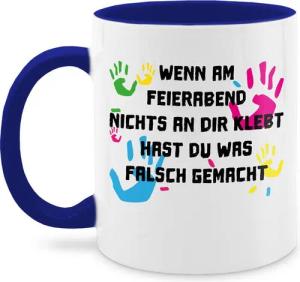 Shirtracer Tasse Wenn am Feierabend nichts an dir klebt I Erzieher Geschenk Erzieherin, Keramik, Erzieher