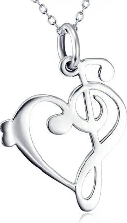 Schmuck-Elfe Kette mit Anhänger Notenschlüssel Herz, 925 Silber