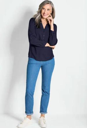 Bluse - marine - Gr. 52 von Goldner Fashion