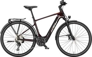 KTM MACINA SPORT SX ELITE (400 Wh), 10 Gang Kettenschaltung, Herrenfahrrad, Diamant, Modell 2024, 28 Zoll 51 cm transparent red (grey+chrome orange)