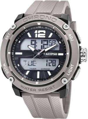 CALYPSO WATCHES Digitaluhr Calypso Herren Uhr Analog-Digital, (Analog-Digitaluhr), Herren Armbanduhr rund, Kunststoffarmband grau, Outdoor