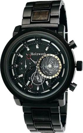 Holzwerk Chronograph Herren Edelstahl & Holz Designer Armband Uhr