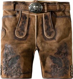 Trachtenlederhose Götterrabe (tabak gespeckt, Gr. 60) von Stockerpoint Mountain Rocker für Herren, Lederhosen, 100% Ziegenleder
