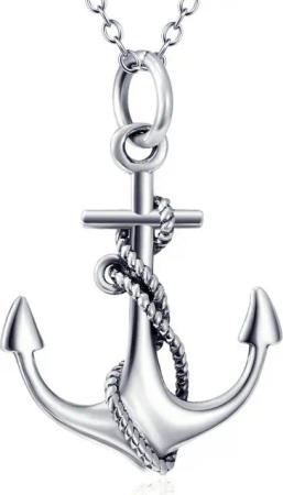 Schmuck-Elfe Kette mit Anhänger Anker AHOI vintage, 925 Silber
