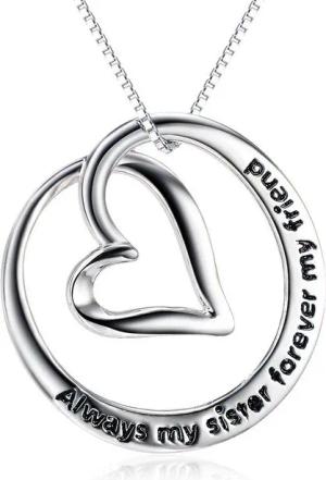 Schmuck-Elfe Kette mit Anhänger Always my sister forever my friend, 925 Silber