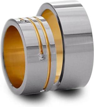 Vivance Partnerring "Classics" teilvergoldeter moderner Partnerring aus Edelstahl