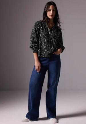 Street One Studio Frauen Loose Fit Raglan-Bluse in Schwarz, Gr: 44
