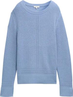 TOM TAILOR Damen Strickpullover mit Schlitz-Details, blau, Uni, Gr. XXXL