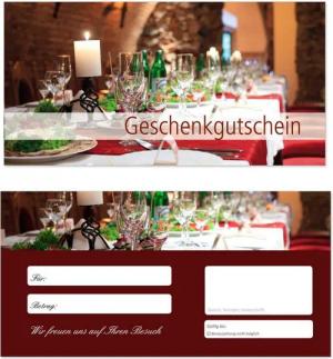 LYSCO Geschenkkarte Geschenkgutschein Diner Restaurant Essen gehen Gastronomie, DIN Lang, gedeckter Tisch, zweiseitig bedruckt