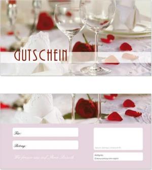 LYSCO Geschenkkarte Geschenkgutschein Diner Restaurant Essen gehen Gastronomie, DIN Lang, gedeckter Tisch, zweiseitig bedruckt