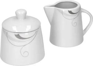 van Well Milch- und Zuckerset Kaffeeergänzungsset Milchkännchen & Zuckerdose Portofino, Porzellan
